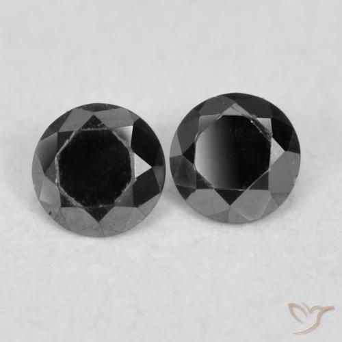 Gemme di Diamante Nero naturale da 0.08 ct, Rotondo, Opaco
