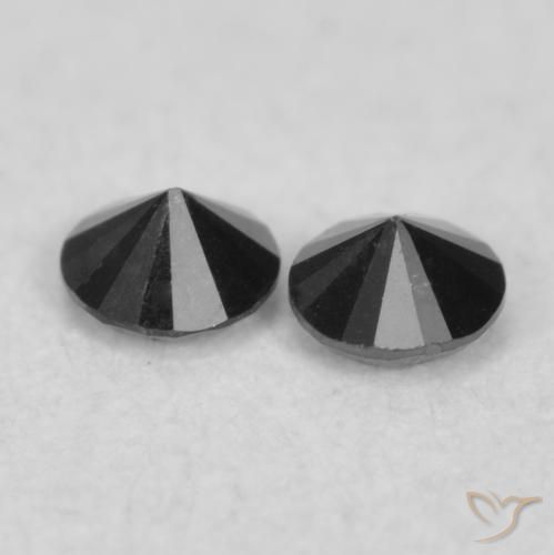 Gemme di Diamante Nero naturale da 0.08 ct, Rotondo, Opaco