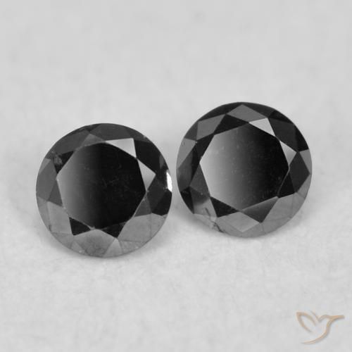 Gemme di Diamante Nero naturale da 0.08 ct, Rotondo, Opaco