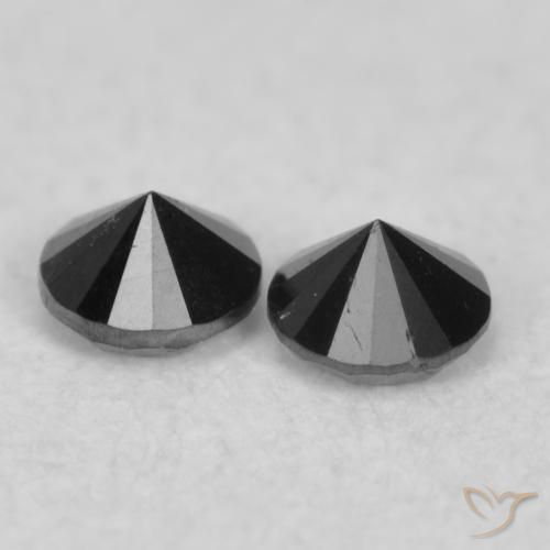 Gemme di Diamante Nero naturale da 0.08 ct, Rotondo, Opaco