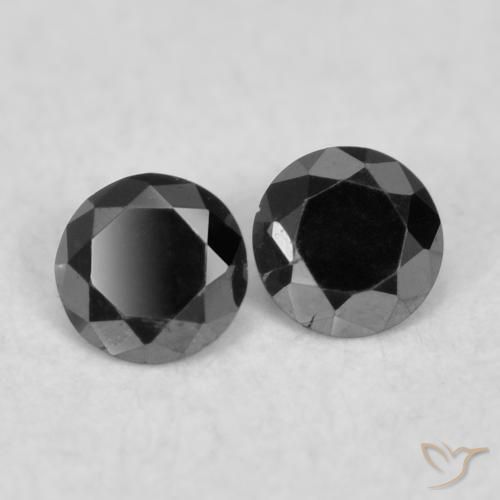 Gemme di Diamante Nero naturale da 0.08 ct, Rotondo, Opaco