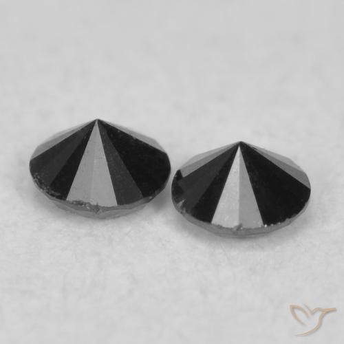 Gemme di Diamante Nero naturale da 0.08 ct, Rotondo, Opaco