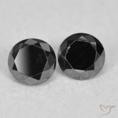 Gemme di Diamante Nero naturale da 0.09 ct, Rotondo, Opaco