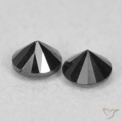 Gemme di Diamante Nero naturale da 0.09 ct, Rotondo, Opaco