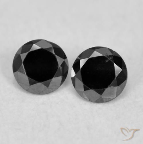 Gemme di Diamante Nero naturale da 0.07 ct, Rotondo, Opaco