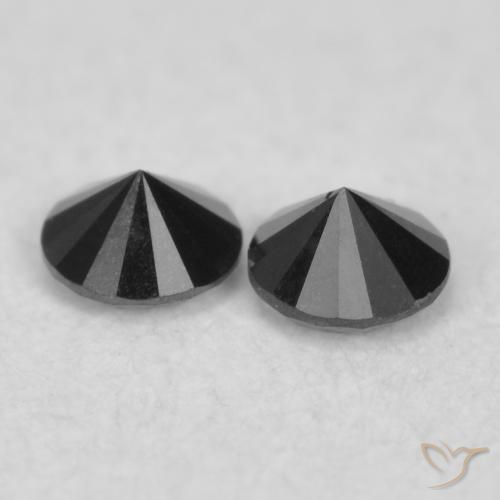 Gemme di Diamante Nero naturale da 0.07 ct, Rotondo, Opaco
