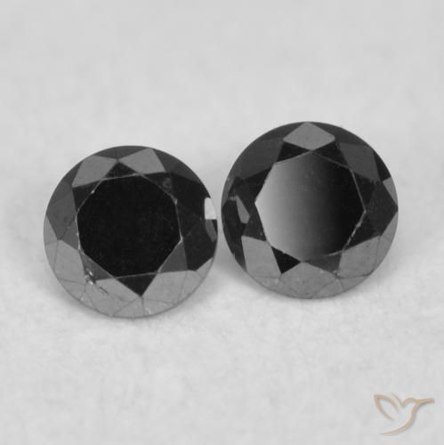Gemme di Diamante Nero naturale da 0.08 ct, Rotondo, Opaco
