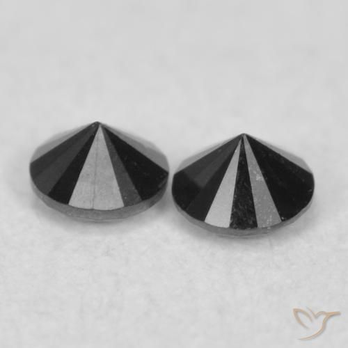 Gemme di Diamante Nero naturale da 0.08 ct, Rotondo, Opaco