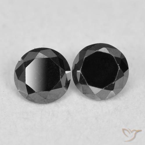 Gemme di Diamante Nero naturale da 0.07 ct, Rotondo, Opaco