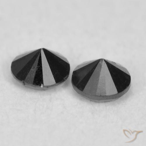 Gemme di Diamante Nero naturale da 0.07 ct, Rotondo, Opaco