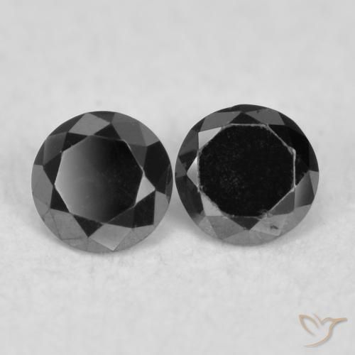 Gemme di Diamante Nero naturale da 0.08 ct, Rotondo, Opaco