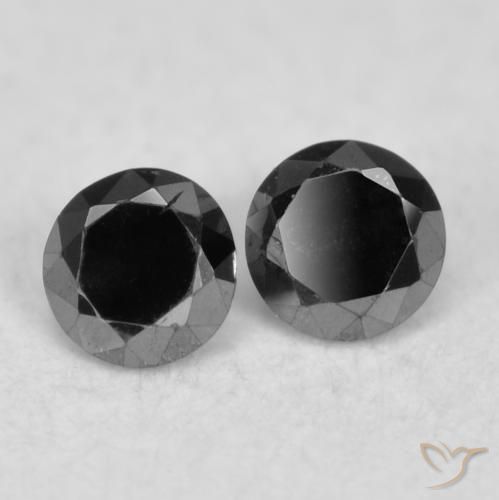 Gemme di Diamante Nero naturale da 0.09 ct, Rotondo, Opaco