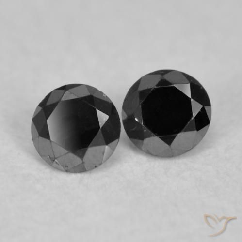 Gemme di Diamante Nero naturale da 0.08 ct, Rotondo, Opaco