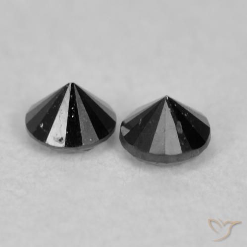 Gemme di Diamante Nero naturale da 0.08 ct, Rotondo, Opaco