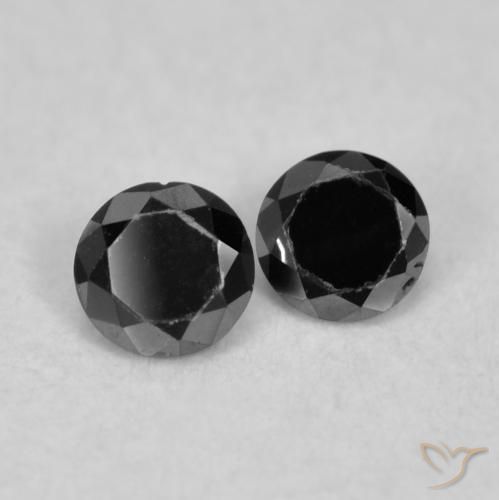 Gemme di Diamante Nero naturale da 0.08 ct, Rotondo, Opaco