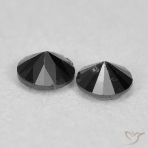 Gemme di Diamante Nero naturale da 0.08 ct, Rotondo, Opaco