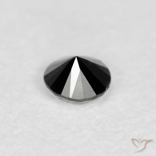 Diamante Nero naturale da 0.08 ct, Rotondo, Opaco