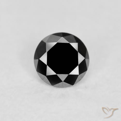 0.09ct Naturale Nero Diamante, Rotondo, Opaco