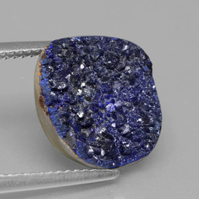 Drusa di azzurrite naturale blu da 5,24 ct, forma fantasia, opaco