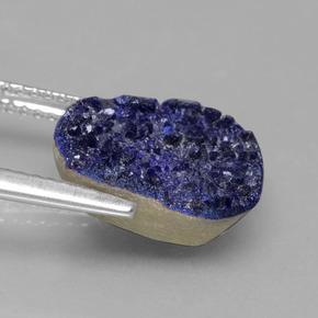 Drusa di azzurrite naturale blu da 5,24 ct, forma fantasia, opaco
