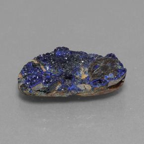 Drusa di azzurrite naturale blu da 6,58 ct, forma fantasia, opaco