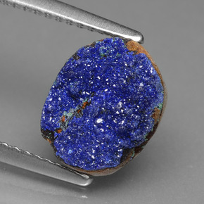 Drusa di azzurrite naturale blu da 2,55 ct, forma fantasia, opaco