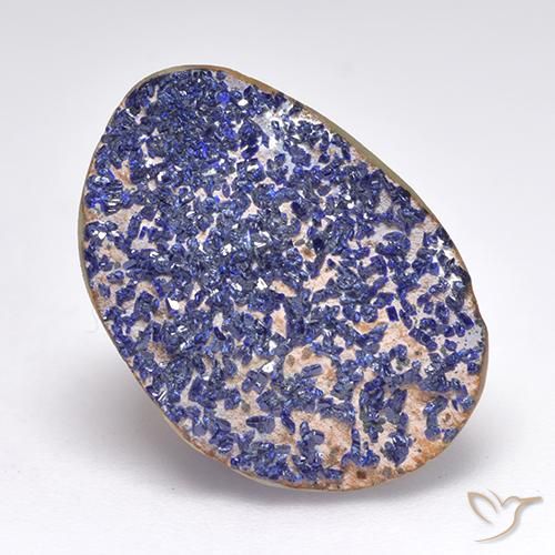 10.82ct Naturale Blu scuro profondo Azzurrite Druzy, Taglio a fantasia, Opaco