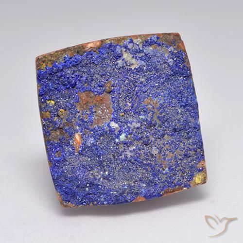 Drusa di azzurrite blu grigiastro naturale da 15,81 ct, taglio a baguette, opaco