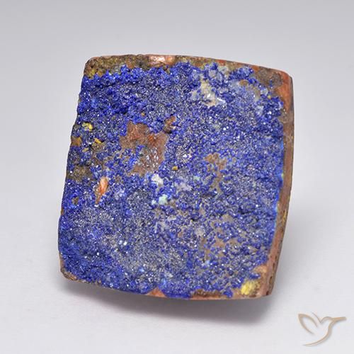 Drusa di azzurrite blu grigiastro naturale da 15,81 ct, taglio a baguette, opaco