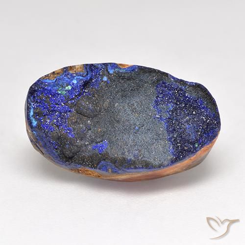 Drusa di azzurrite blu scuro profondo naturale da 11,28 ct, taglio ovale, opaco