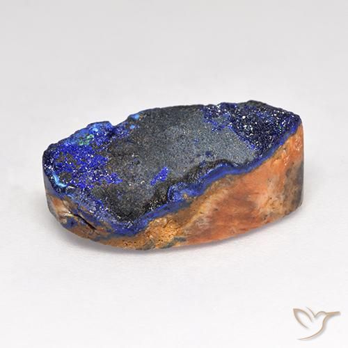 Drusa di azzurrite blu scuro profondo naturale da 11,28 ct, taglio ovale, opaco