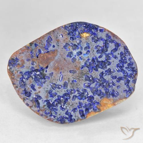 12.46ct Naturale Blu scuro profondo Azzurrite Druzy, Taglio a fantasia, Opaco