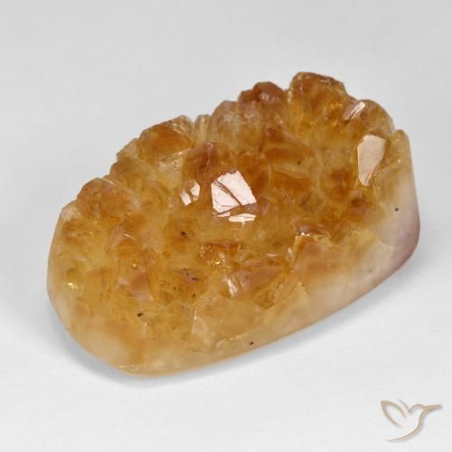 Druzy Citrine Miele arancione naturale da 52.86 ct, Cuscino, Opaco