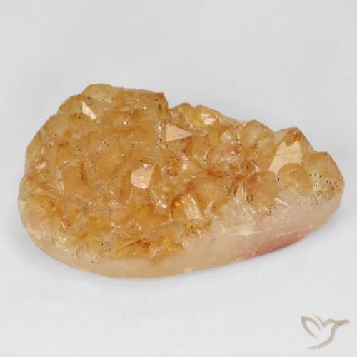 19.29ct Naturale Miele arancione Citrino Druzy, Forma a pera, Opaco