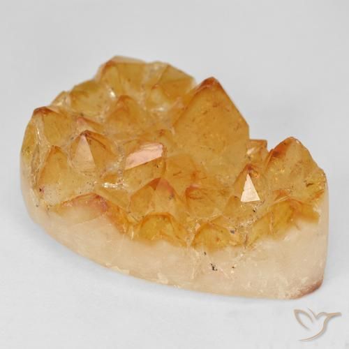 40.00ct Naturale Medium Light-Orange Citrino Druzy, Forma a pera, Opaco