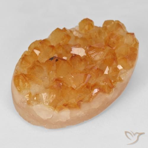 Druzy Citrine Miele arancione naturale da 47.77 ct, Ovale, Opaco