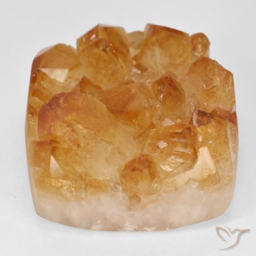 47.04ct Naturale Medium Light-Orange Citrino Druzy, Quadrato, Opaco