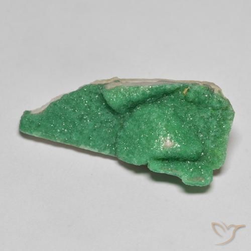 8.95ct Naturale Verde intenso della felce Druzy Variscite, Taglio a fantasia, Opaco