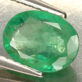 Smeraldo naturale verde da 1,30 ct, taglio ovale, SI-I1