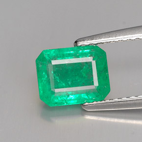 Smeraldo naturale verde da 1,24 ct, taglio smeraldo, I1