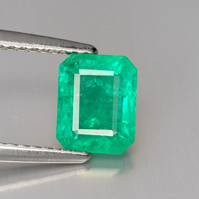 Smeraldo naturale verde da 1,24 ct, taglio smeraldo, I1