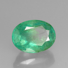 Smeraldo naturale verde da 1,23 ct, taglio ovale, I1