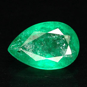 Smeraldo naturale verde da 0,45 ct, taglio a pera, SI-I1