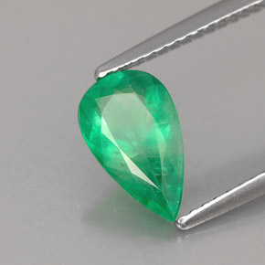 Smeraldo Verde naturale da 1.25 ct, Forma a pera, SI-I1