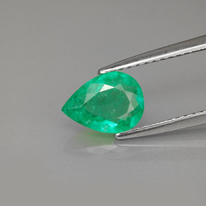 Smeraldo Verde naturale da 0.90 ct, Forma a pera, SI-I1