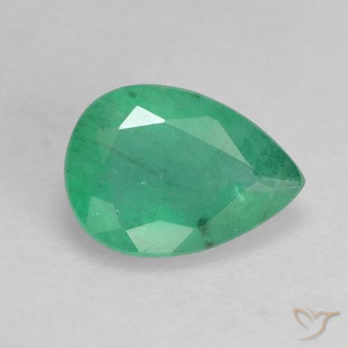Smeraldo Verde giada naturale da 0.60 ct, Forma a pera, I1