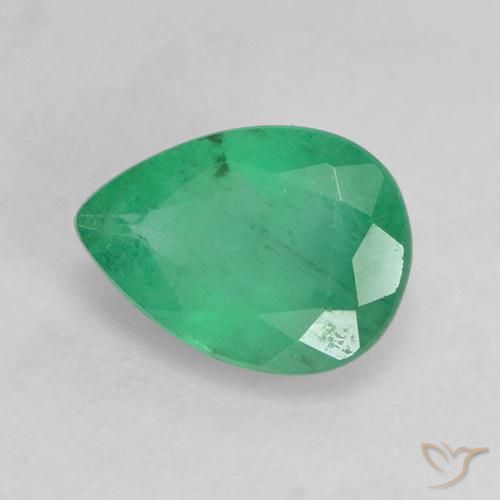 Smeraldo Verde giada naturale da 0.60 ct, Forma a pera, I1