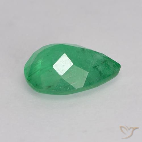 Smeraldo Verde giada naturale da 0.60 ct, Forma a pera, I1