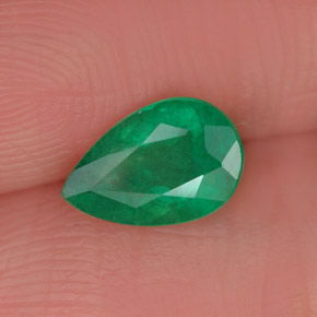 Smeraldo naturale verde da 0,72 ct, taglio a pera, SI-I1