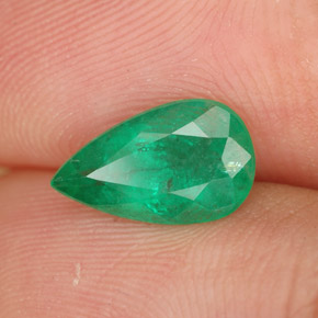 Smeraldo naturale verde da 1,27 ct, taglio a pera, SI-I1